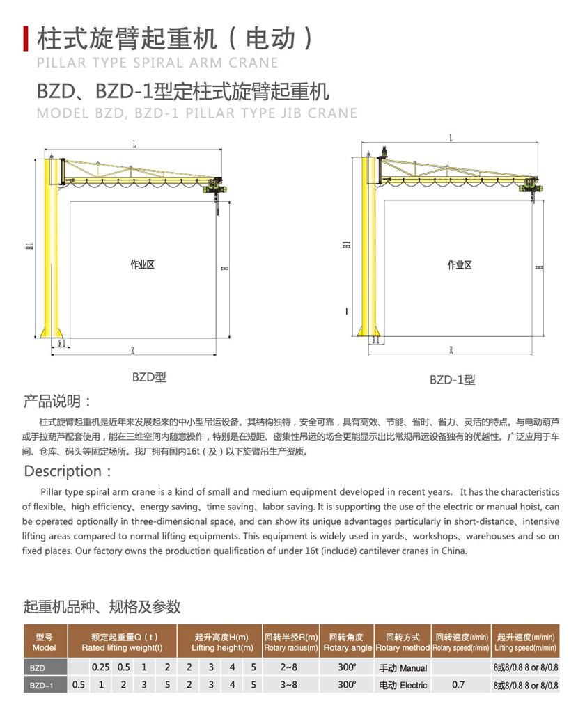 BZ型定柱式旋臂起重机