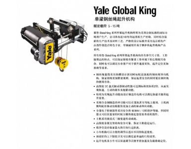 耶鲁yale global king钢丝绳电动葫芦